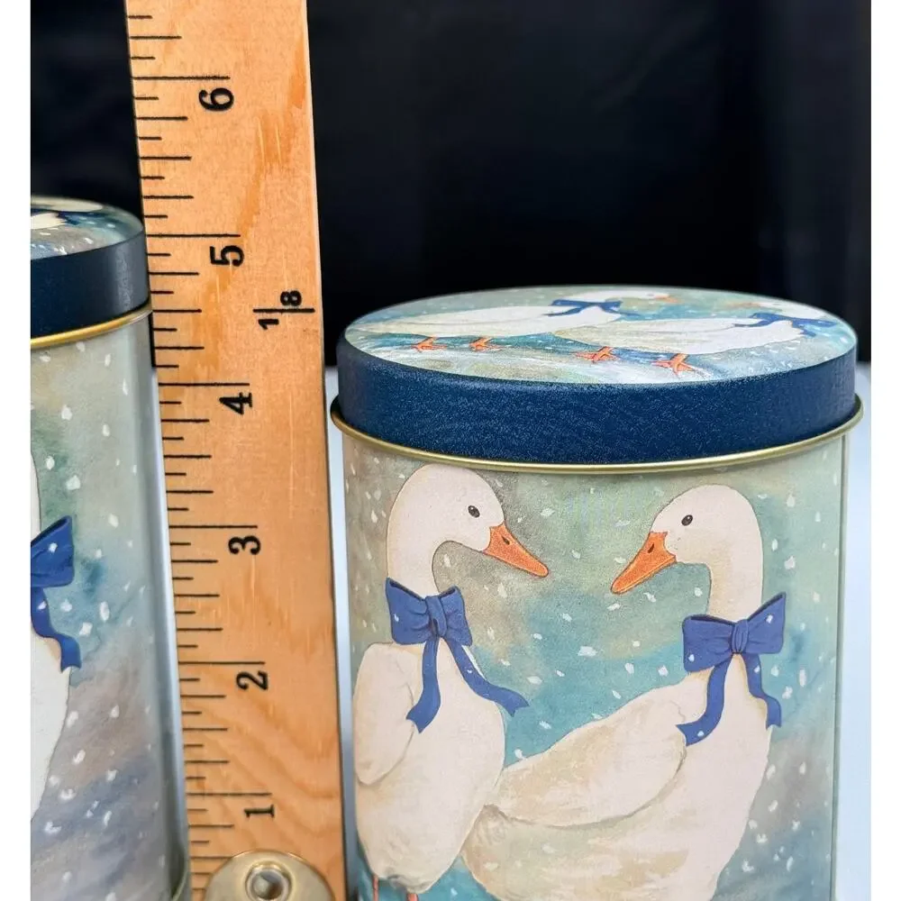 Vintage Winter Geese Tins Farmhouse Country 3 Pc Nesting Canister Set Cottage